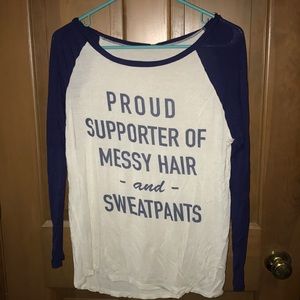 Messy hair baseball tee